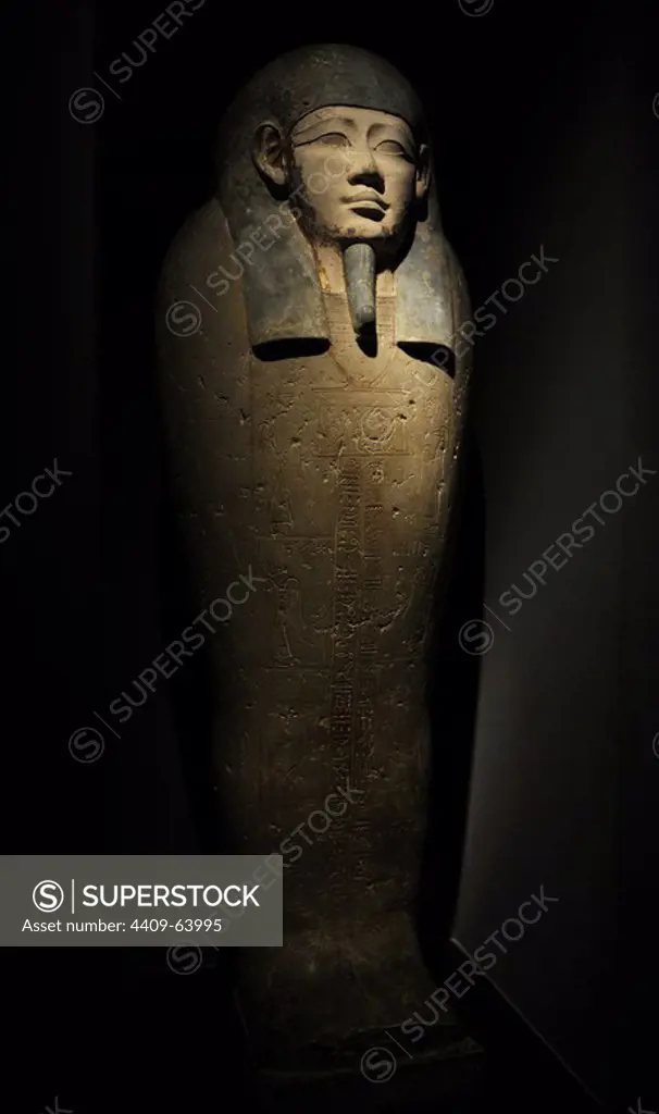Egyptian Art. Sarcophagus of Nesi-Hor. C. 200 B.C. Ptolemaic Egypt. Carlsberg Glyptotek Museum. Copenhagen. Denmark.