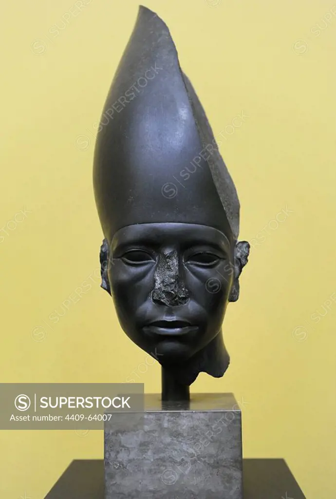 Amenemhat III. Pharaoh of the Twelfth Dynasty of Egypt. He ruled from c.1860 BC to c.1814 BC. Bust. Greywacke. C. 1842-1795 B.C. Middle Kingdom. Carlsberg Glyptotek Museum. Copenhagen. Denmark.