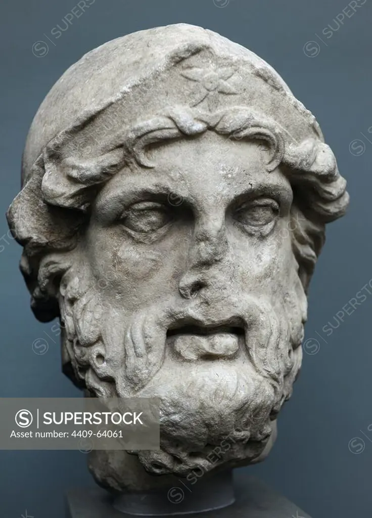 Greek general (stratetos). Roman work after original of about 400 BC. Bust. Marble. Ny Carlsberg Glyptotek. Copenhagen, Denmark.