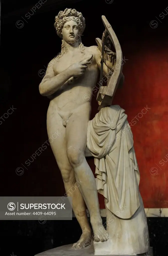 Apollo. Olympic deity in ancient Greek and roman religion. Sculpture. Imperial Era. Ny Carlsberg Glyptotek. Copenhagen. Denmark.