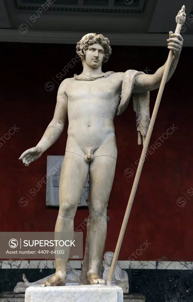 Antinous (111-130 AD). Favourite to emperor Hadrian. Antinous as Dionysus. Statue. 130-138 AD. Ny Carlsberg Glyptotek. Copenhagen. Denmark.