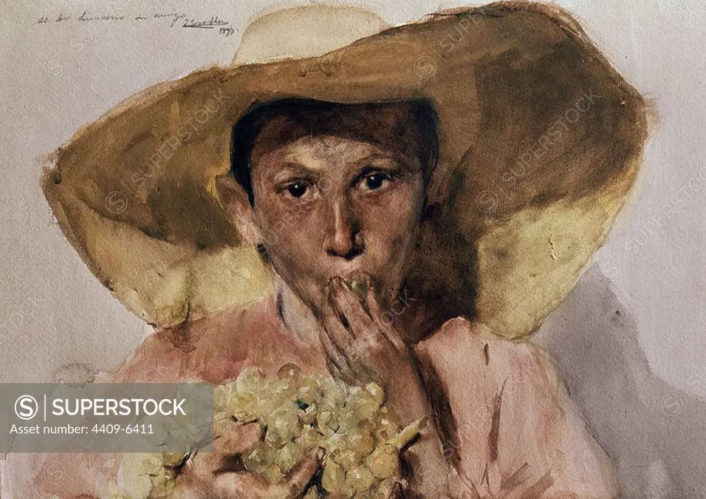 Joaquin Sorolla/ Child eating grapes, watercolor, 1898 - 50x65 cm - CAT 427. Author: Joaquin Sorolla. Location: MUSEO SOROLLA. MADRID. SPAIN.