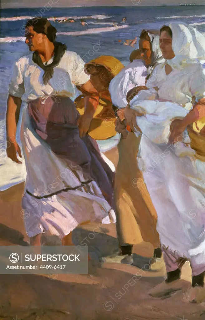 Valencian Fisherwomen - 1915 - 208x133 cm - oil on canvas - CM CAT 1116. Author: Joaquin Sorolla. Location: MUSEO SOROLLA. MADRID. SPAIN.