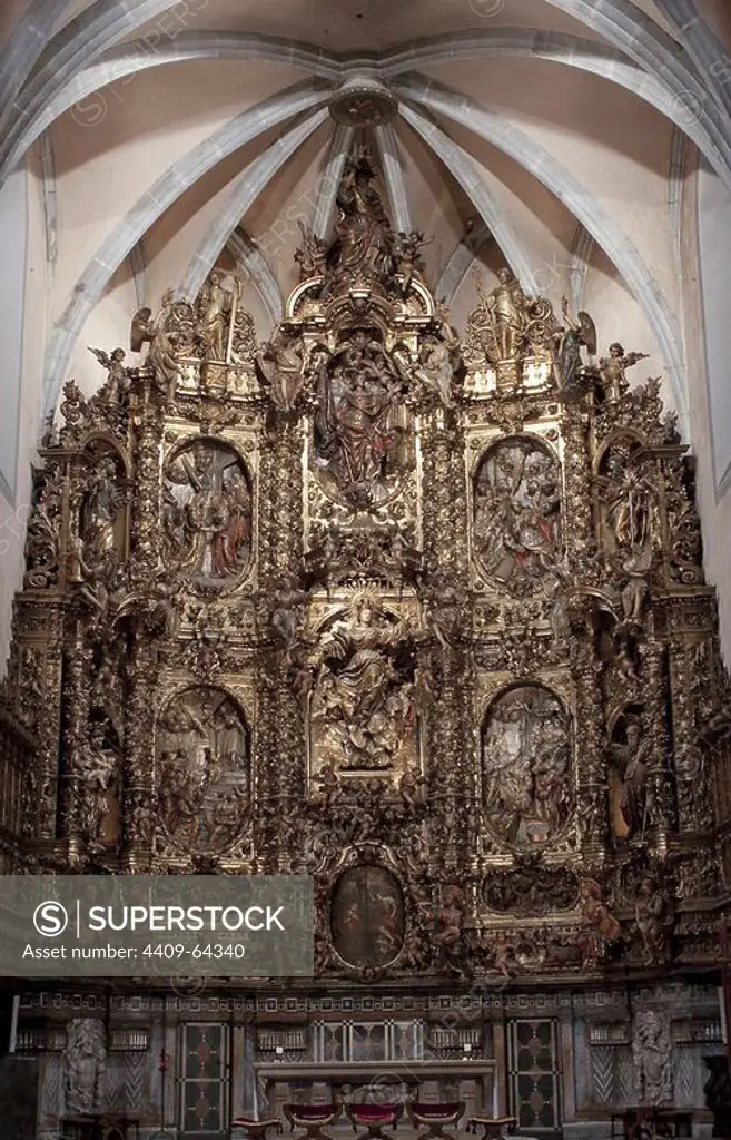 Altarpiece of the Church of Santa Maria, the work of Pau Costa, 18th. Arenys de Mar, Maresme. Barcelona.
