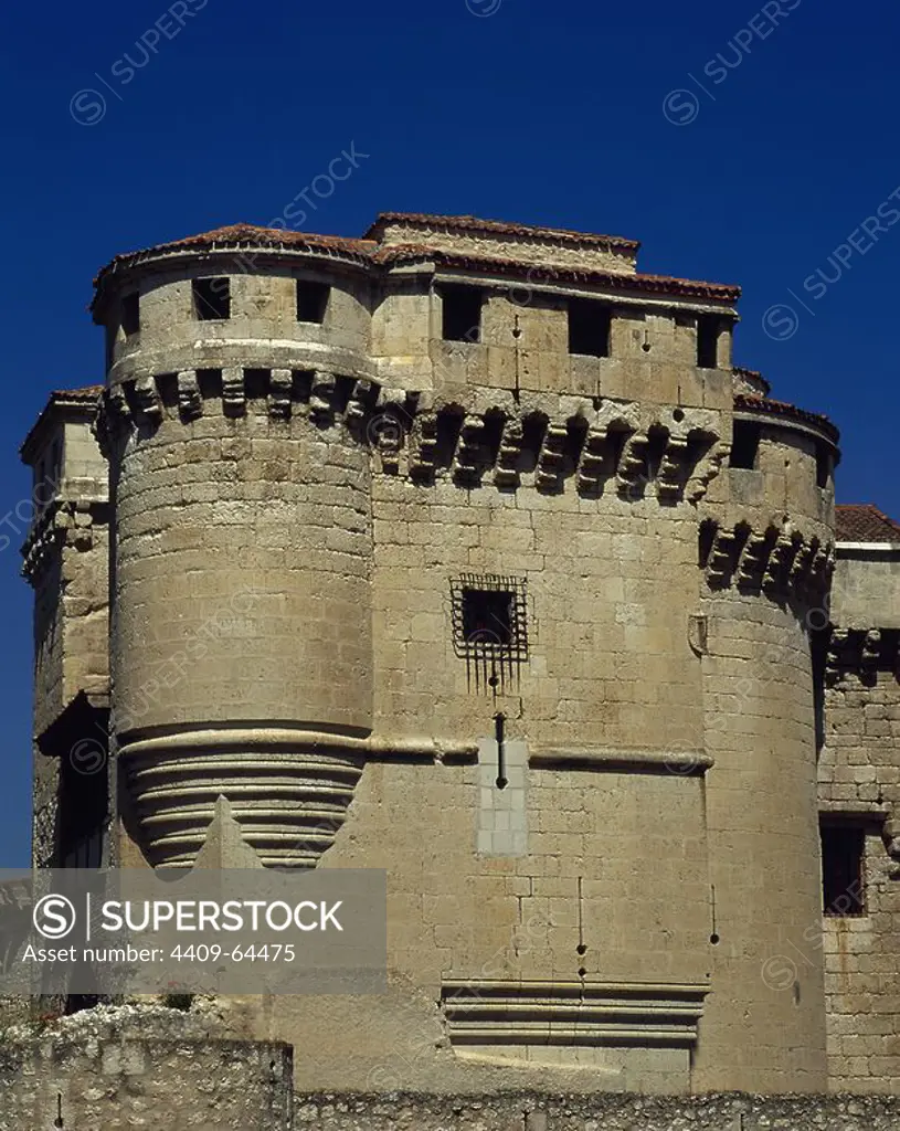Spain. Castile and Leon. Cuellar. The Castle of the Dukes of Alburquerque or Cuellar Castle. Building in different architectural styles between the 13th and 18th century (Gothic and Renaissance styles).