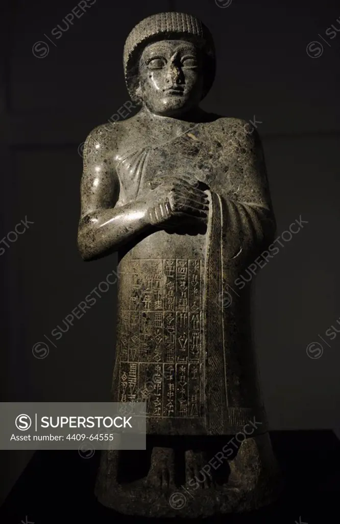 Mesopotamian Art. Gudea, a ruler (ensi) of the state of Lagash in Southern Mesopotamia who rule ca 2144-2124 BC. Telloh. Sumer. Ny Carlsberg Glyptotek. Denmark.