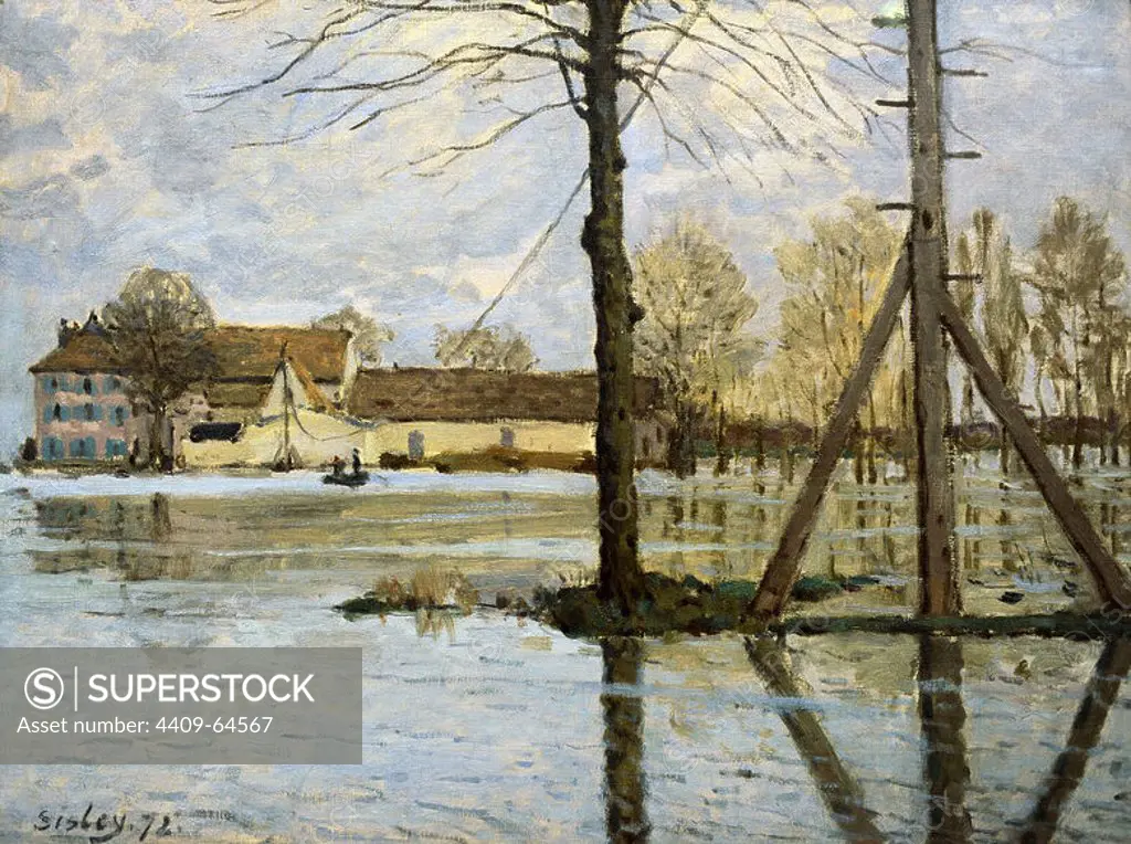 Alfred Sisley (1839-1899). English impressionist painter. Ferry To The Ile-de-la Loge, Flood, 1872. Oil on canvas. Ny Carlsberg Glyptotek. Copenhagen, Denmark.