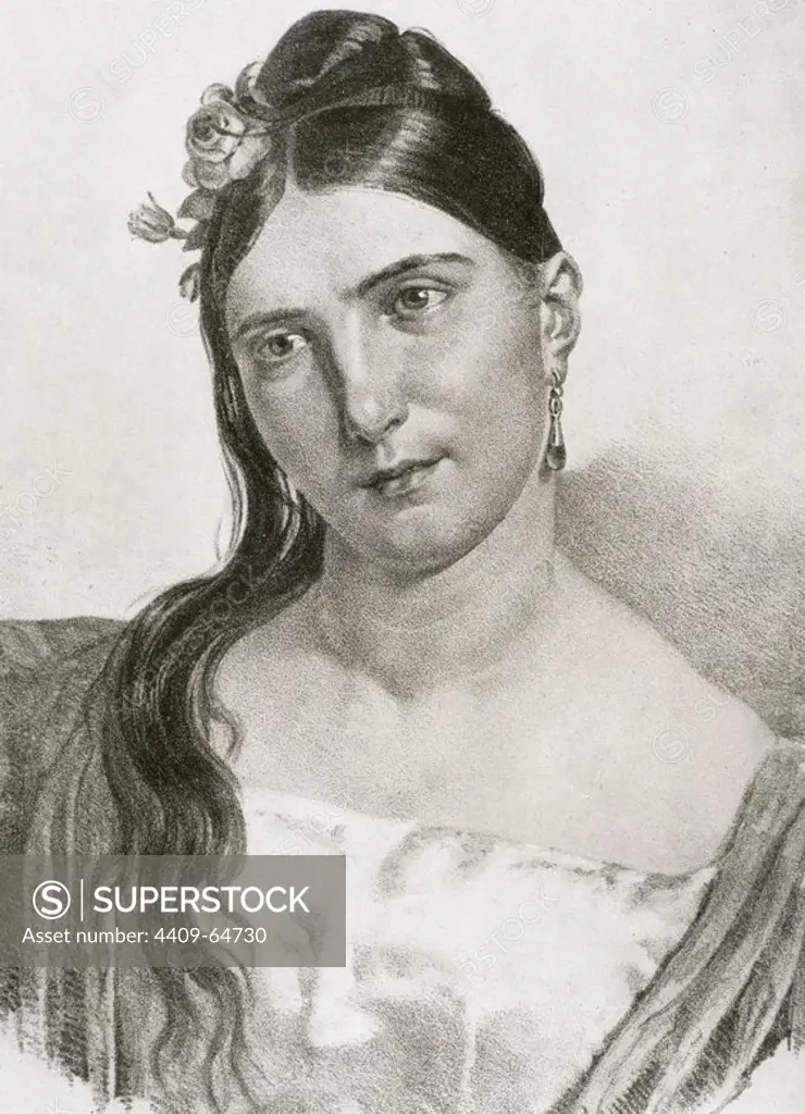PASTA, Giuditta (Saronno, Llombardia,1798-Blevio, Llombardia,1865). Soprano italiana. Su carrera excepcional la convirtió en un mito. Cantó por toda Europa y se retiró hacia 1850. Grabado.