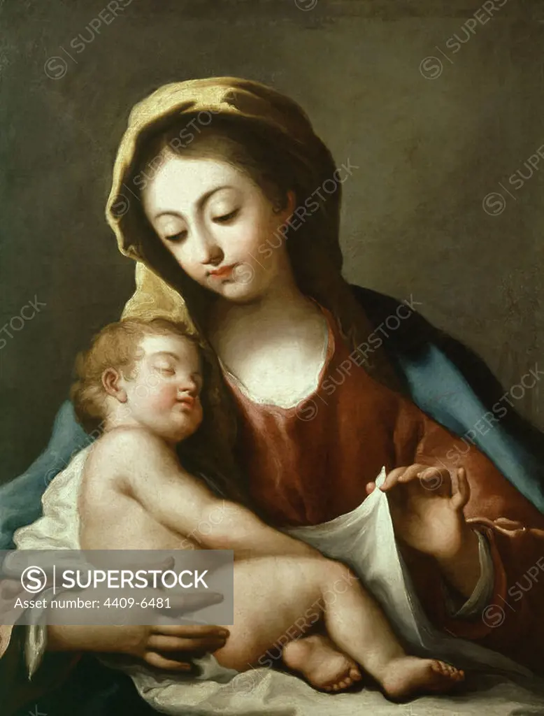 Madonna with Child. Virgen con Niño. Bilbao, Museum of Fine Arts. Province of Vizcaya. Author: FRANCISCO BAYEU Y SUBIAS (1734-1795). Location: MUSEUM OF FINE ARTS. BILBAO. Biscay. SPAIN. CHILD JESUS. VIRGIN MARY.