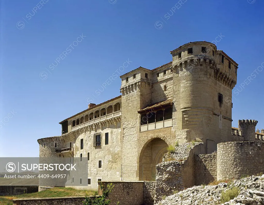 Spain, Castile and Leon, Segovia province, Cuellar. Castle of the Dukes of Albuquerque. Built in differents architectural styles, dates from the 11th century, although most of its remains date from the 15th century. The castle belonged to Don Alvaro de Luna and the first Dukes of Albuquerque.