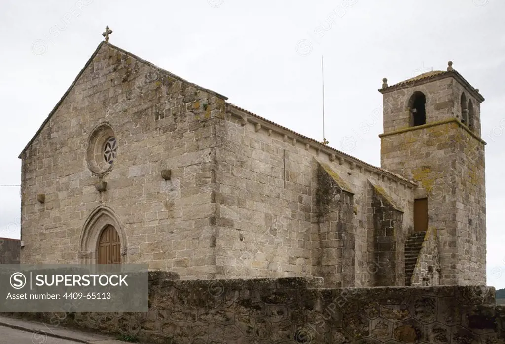Ponteceso, La Corua province, Galicia, Spain. The church of Santa Maria da Atalaia. It was built at the end of 14th century in Gothic sailor style, by Dame Urraca de Moscoro by express wish of his mother Dame Juana de Castro and Lara.