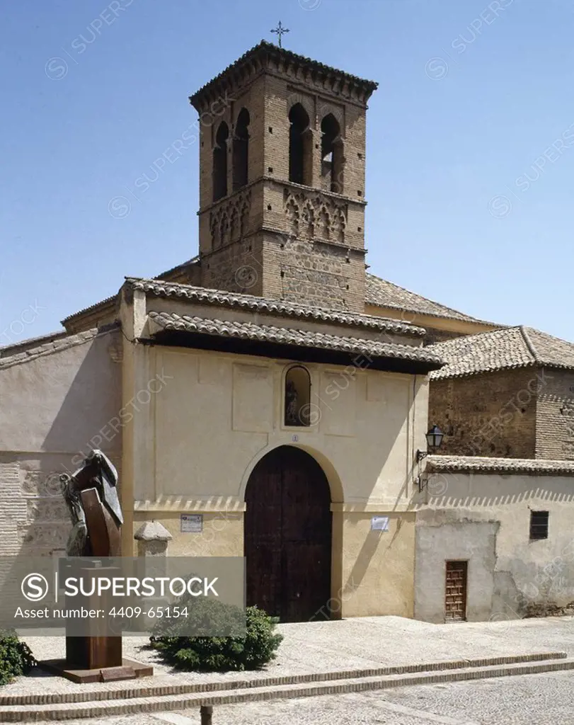 Spain. Castile-La Mancha. Toledo. Convent of the Conceptionists. The Order of the Immaculate Conception of Our Lady (The Conceptionists) was founded in 1484 in Toledo, by Saint Beatrice of Silva. The church dates from 14th century. It conserves a Mudejar style tower. Exterior view.