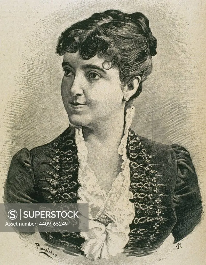 PATTI, Adelina (Madrid, 1843-Castillo de Craig-yNos, Brecknock, Gales, 1919). Soprano coloratura italiana, una de las mejores artistas líricas de su tiempo. Debutó en Nueva York en 1859 con "Lucia di Lammermoor", se retiró en 1914 en Londres. Grabado.