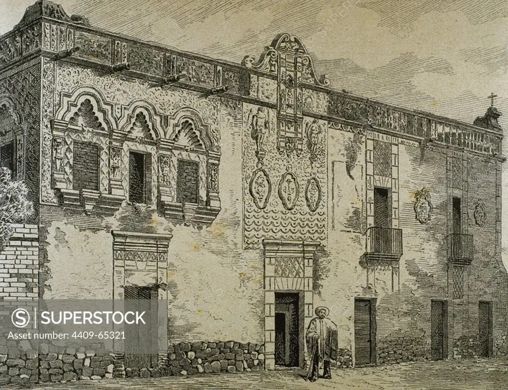 MEXICO. HOSPITAL DE JESUS. Fundado por Hernán Cortés. Grabado de principios del s. XIX.