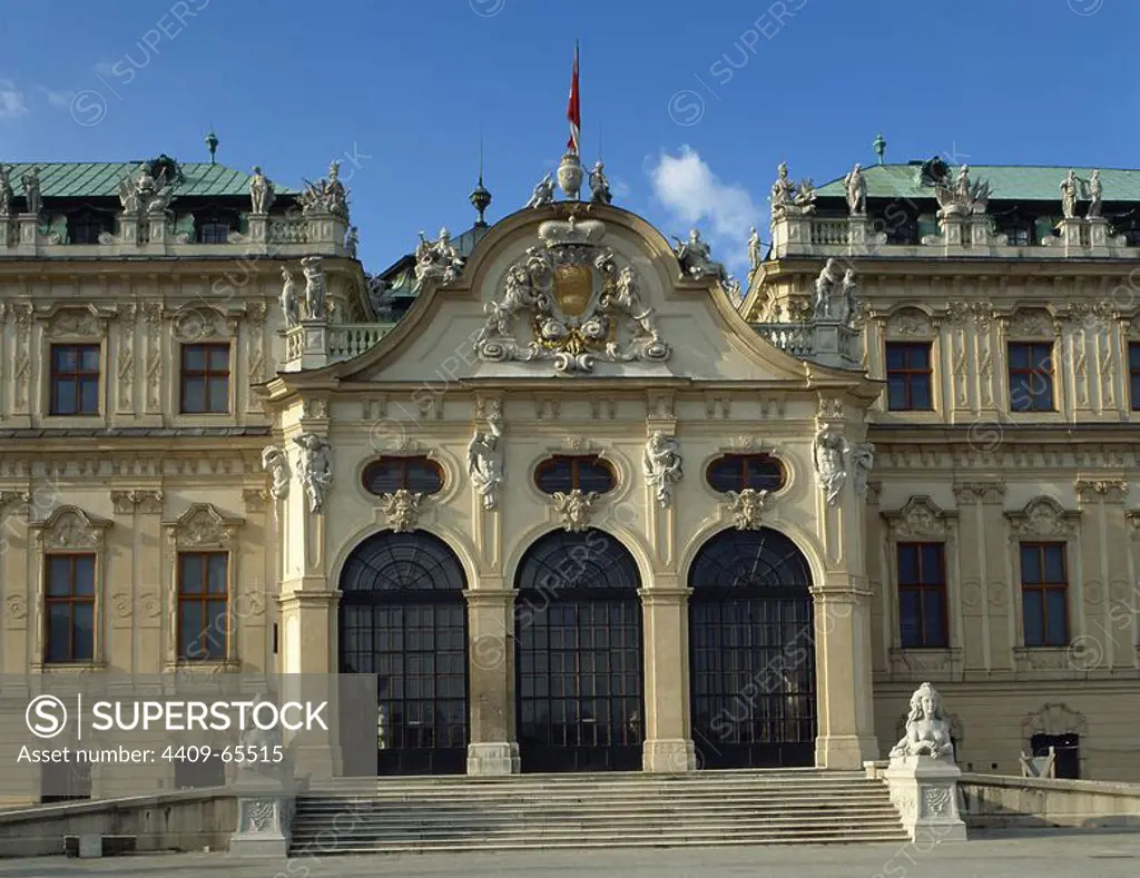 Belvedere. Upper Belvedere. 1717-1723. Built by Johann Lukas von Hildebrandt (1668-1745). Facade. Vienna. Austria.