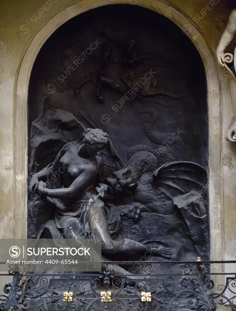 Austria. Vienna. Andromeda Fountain, 1741. By Georg Raphael Donner (1693-1741). Altes Rathaus (Old Town Hall). The relief depicts Andromeda struggling with sea monster.