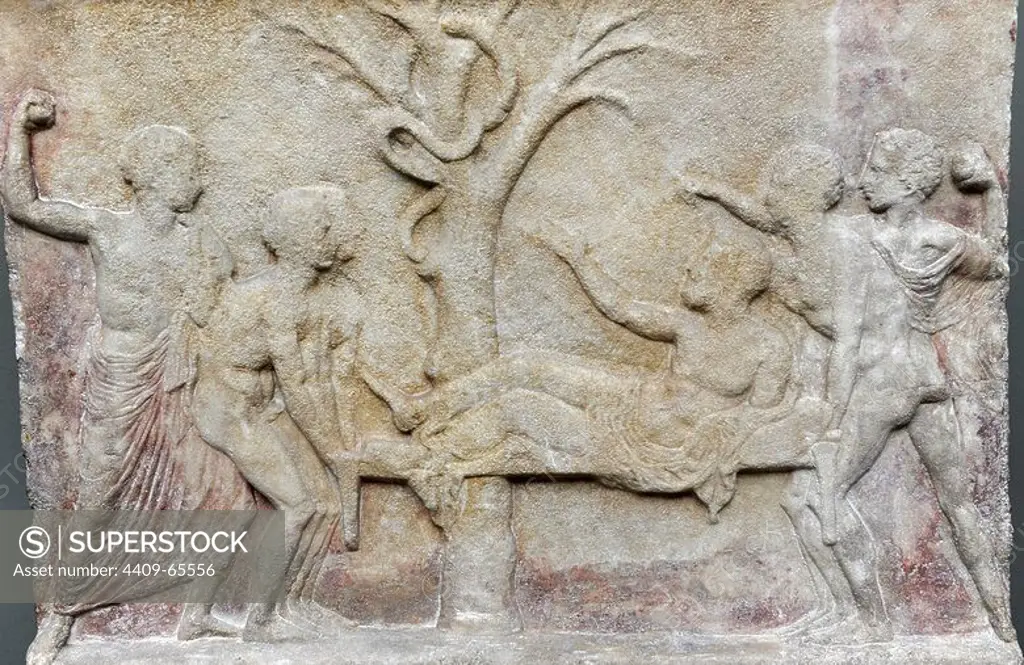 Greek art. A gift for the god of healing. Macedonia. Asklepios. C. 420 B.C. Marble. Ny Carlsberg Glyptotek. Copenhagen. Denmark.