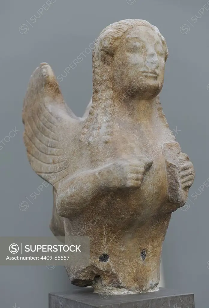 Greek art. Tomb Siren. Greek Asia Minor. C. 550 B.C. Marble. Ny Carlsberg Glyptotek. Copenhagen. Denmark.