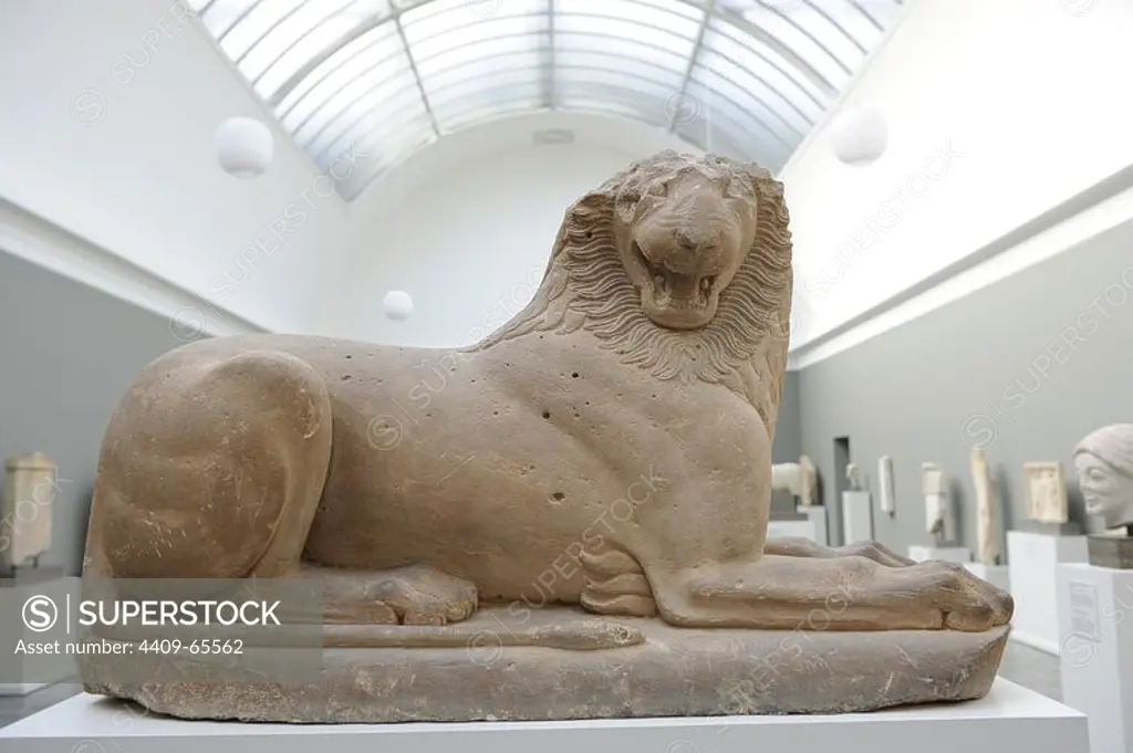 Tomb Lion. Corinth. 600-550 B.C. Limestone. Sculpture. Ny Carlsberg Glyptotek. Copenhagen. Denmark. Europe.