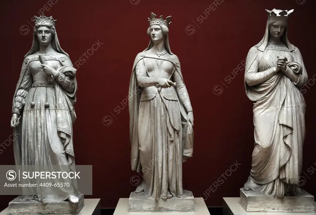 Hernan Wilhelm Bissen (1798-1868). Danish sculptor. Margaret I of Denmark (1353-1412) (left), Philippa of England (1394-1430) (center) and Dagmar of Bohemia (1186-1212) (right). Sculpture, 1856. Ny Carlsberg Glytotek. Copenhagen. Denmark.