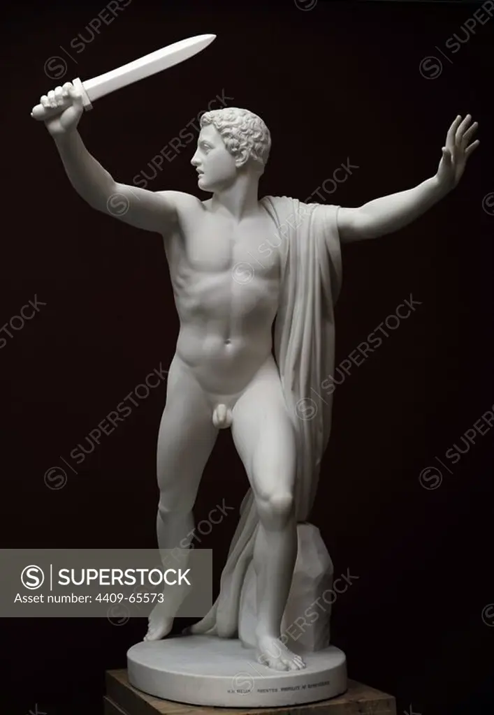 H.W. Bissen (1798-1868). Danish sculptor. Orestes flees from the Eumenides.(v. Bissen 1887 (H.W. Bissen, 1850-51). Ny Carlsberg Glyptotek. Denmark.