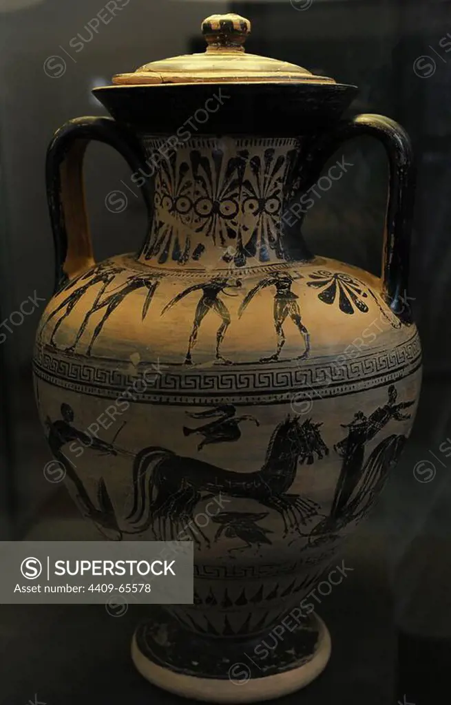 Etruscan vase (amphora), 525-490 B.C. Ny Carlsberg Glyptotek. Copenhagen. Denmark.