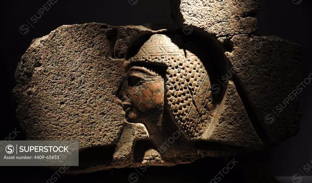 Relief depicting a king, probably Ramesses II, with a short beard. Granite. New Kingdom. C. 1279-1213 BC. Memphis, Egypt. Ny Carlsberg Glyptotek Museum. Copenhagen. Denmark.