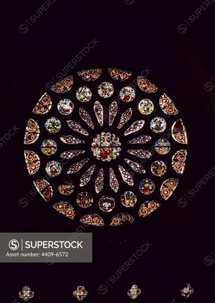 Stained-glass window. Rose window. León Cathedral. Location: CATEDRAL-VIDRIERAS. LEON. SPAIN.