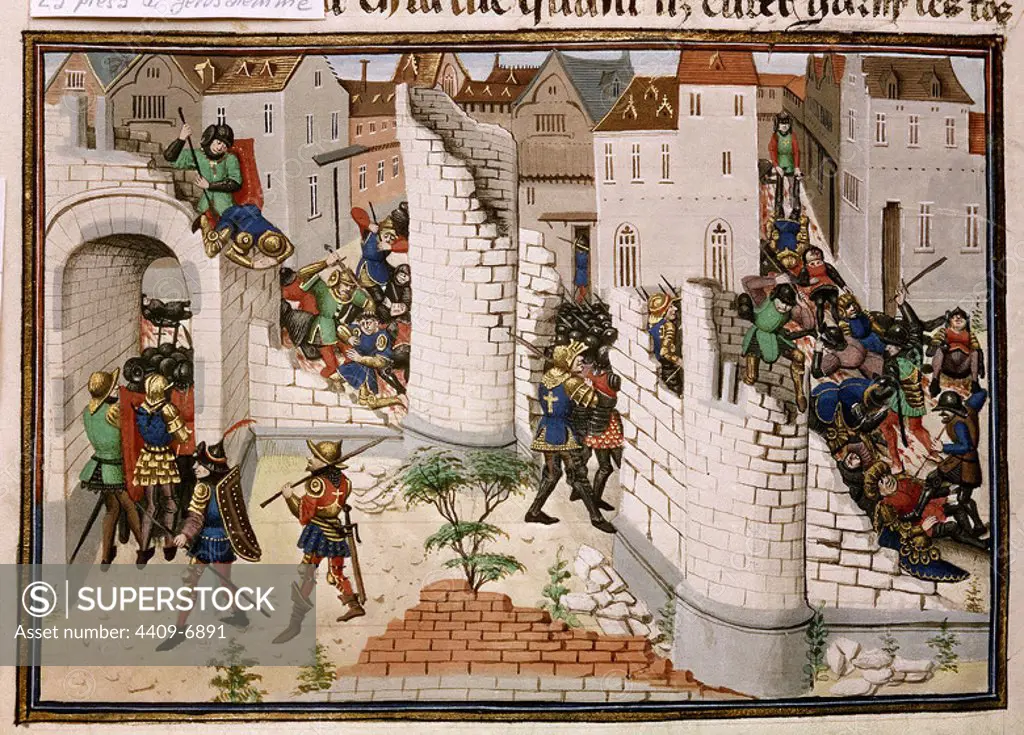 Capture of Antioch. First crusade. Year 1098. Paris, Arsenal Library. Location: BIBLIOTECA DEL ARSENAL. France.