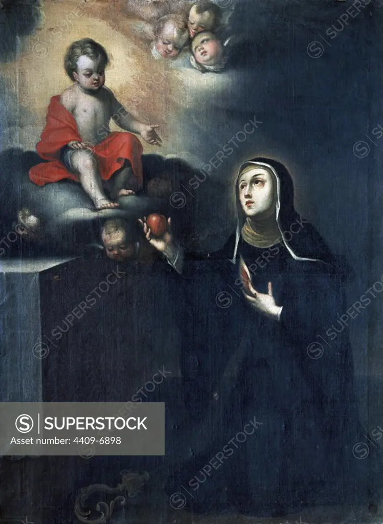 Saint Therese with the Child. Author: VAZQUEZ DE ARCE Y CEBALLOS GREGORIO. Location: IGLESIA MUSEO SANTA CLARA. BOGOTA. COLOMBIA.