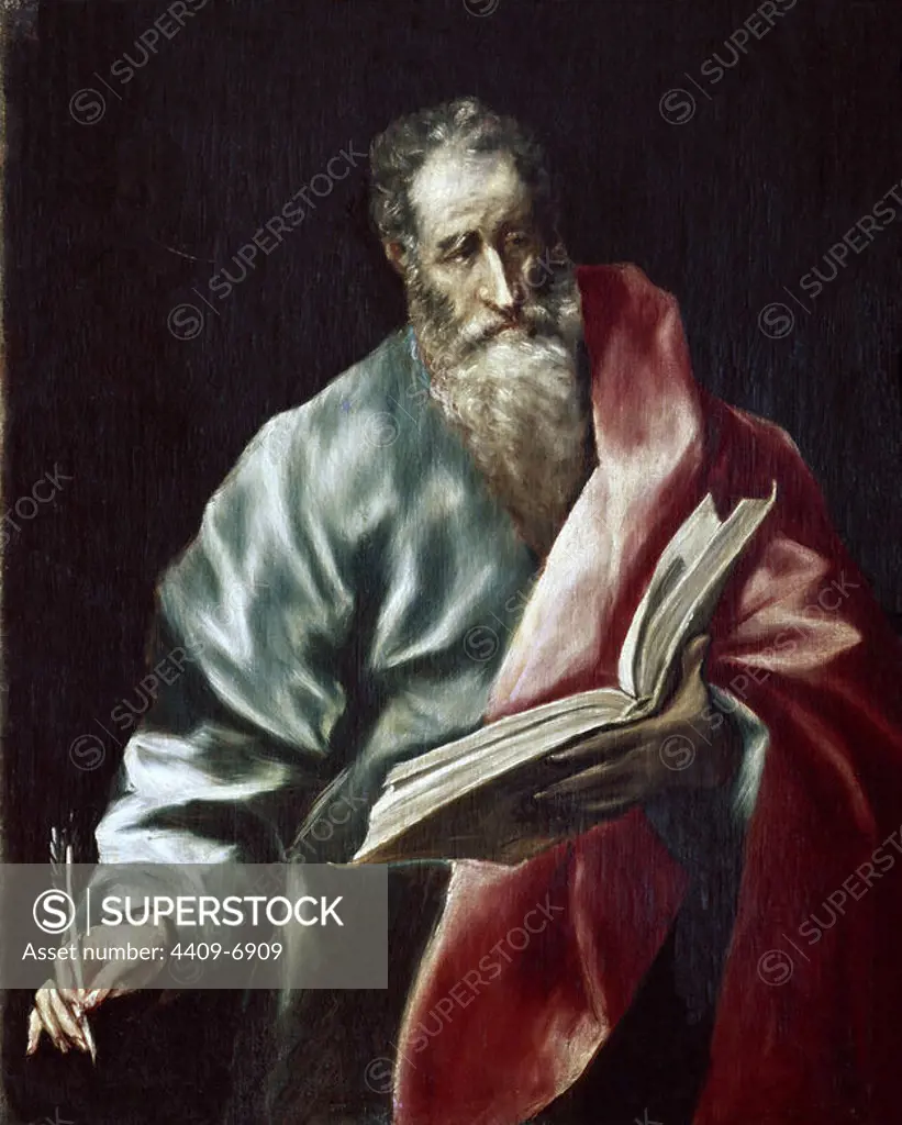 Saint Matthew. Saint Mateo. 1602-1607. Oil on canvas. 98x78. Toledo, cathedral. Author: EL GRECO. Location: CATEDRAL-INTERIOR. Toledo. SPAIN. SAN MATEO APOSTOL Y EVANGELISTA.