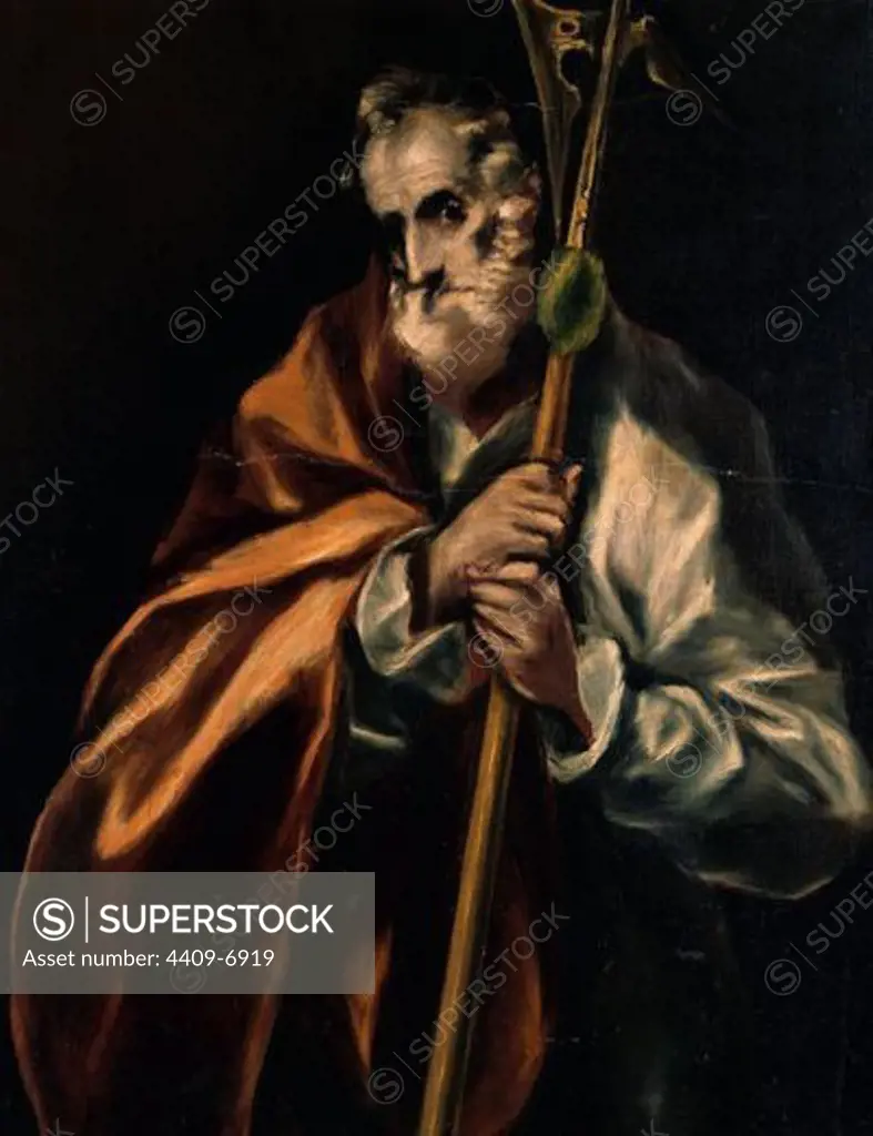 St. Jude Thaddeus - 1606 - 97x77 cm - oil on canvas - Spanish Mannerism. Author: EL GRECO. Location: CASA MUSEO DEL GRECO-COLECCION, TOLEDO, SPAIN. Also known as: SAN JUDAS TADEO.