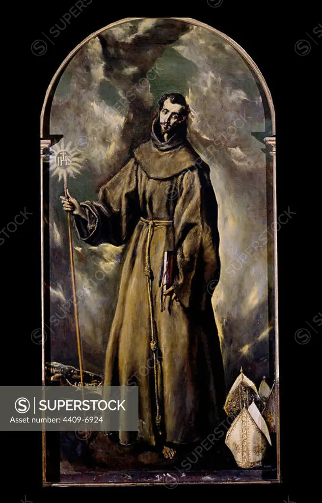Saint Bernard of Clairvaux - 1603 - 144 x 269 cm - oil on canvas. Author: EL GRECO. Location: CASA MUSEO DEL GRECO-COLECCION. Toledo. SPAIN. SAN BERNARDINO DE SIENA.