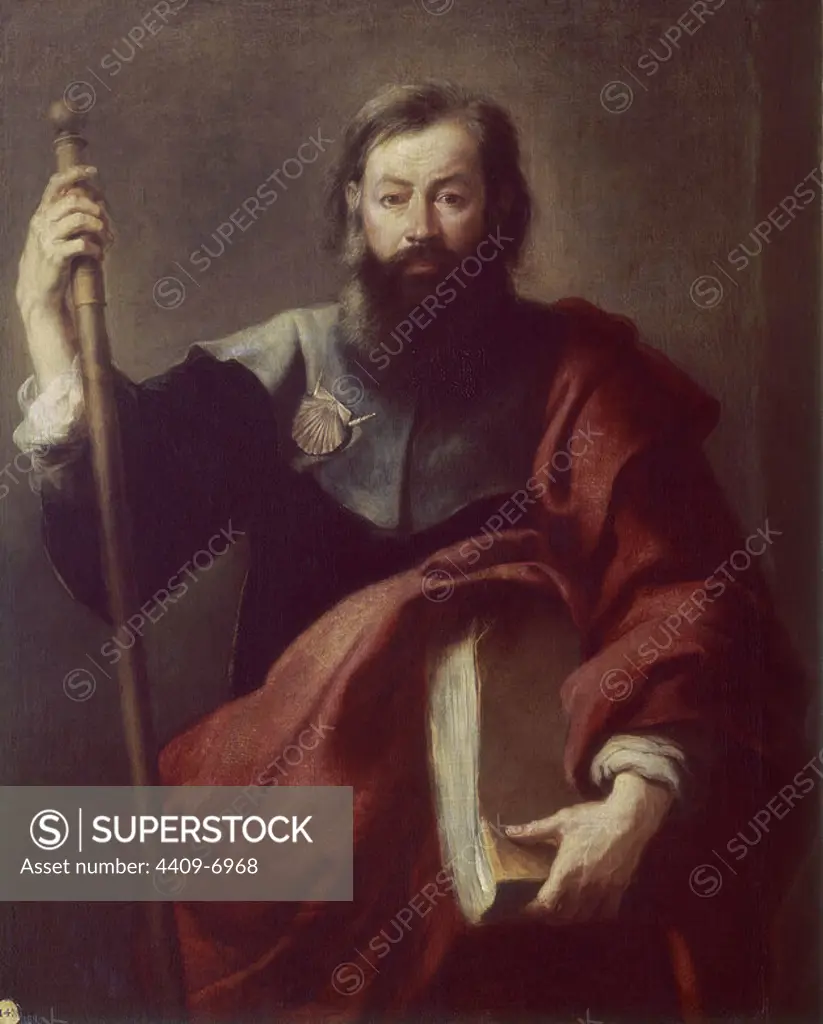 'Saint James the Apostle', ca. 1655, Spanish School, Oil on canvas, 134 cm x 107 cm, P00989. Author: BARTOLOME ESTEBAN MURILLO. Location: MUSEO DEL PRADO-PINTURA. MADRID. SPAIN. JAMES THE GREATER. SANTIAGO PEREGRINO.