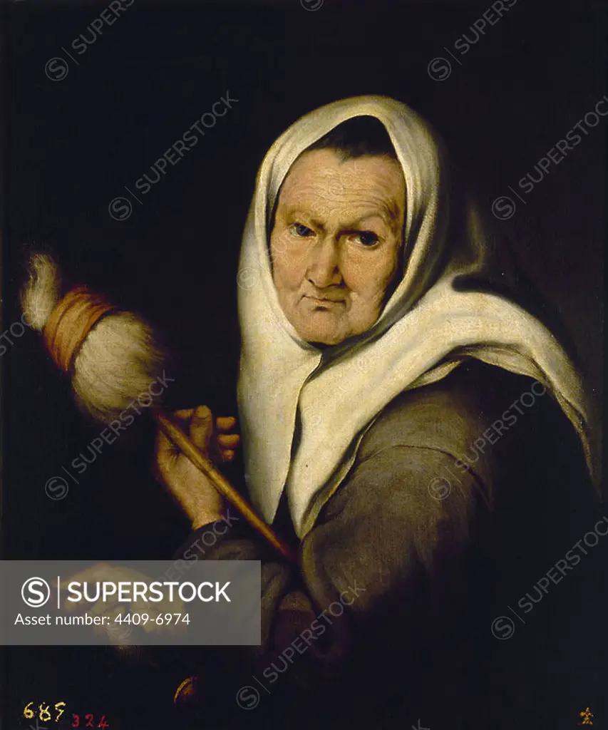 'Old Woman with Distaff', 17th century, Oil on canvas, 61 x 51 cm, P01001. Author: BARTOLOME ESTEBAN MURILLO. Location: MUSEO DEL PRADO-PINTURA. MADRID. SPAIN.