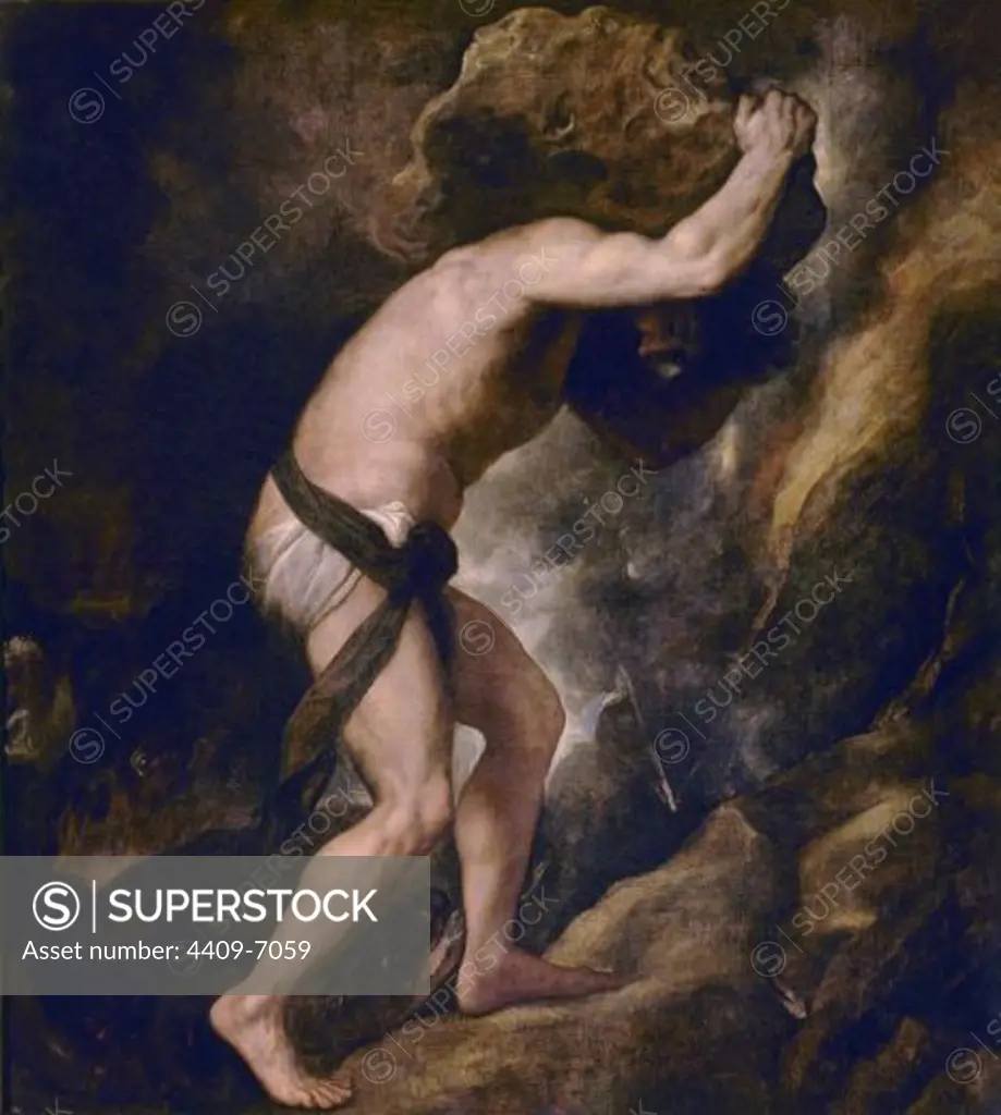 1485-1576. Sisyphus. 237x216 cm. Madrid, Prado museum. Author: TITIAN. Location: MUSEO DEL PRADO-PINTURA, MADRID, SPAIN.