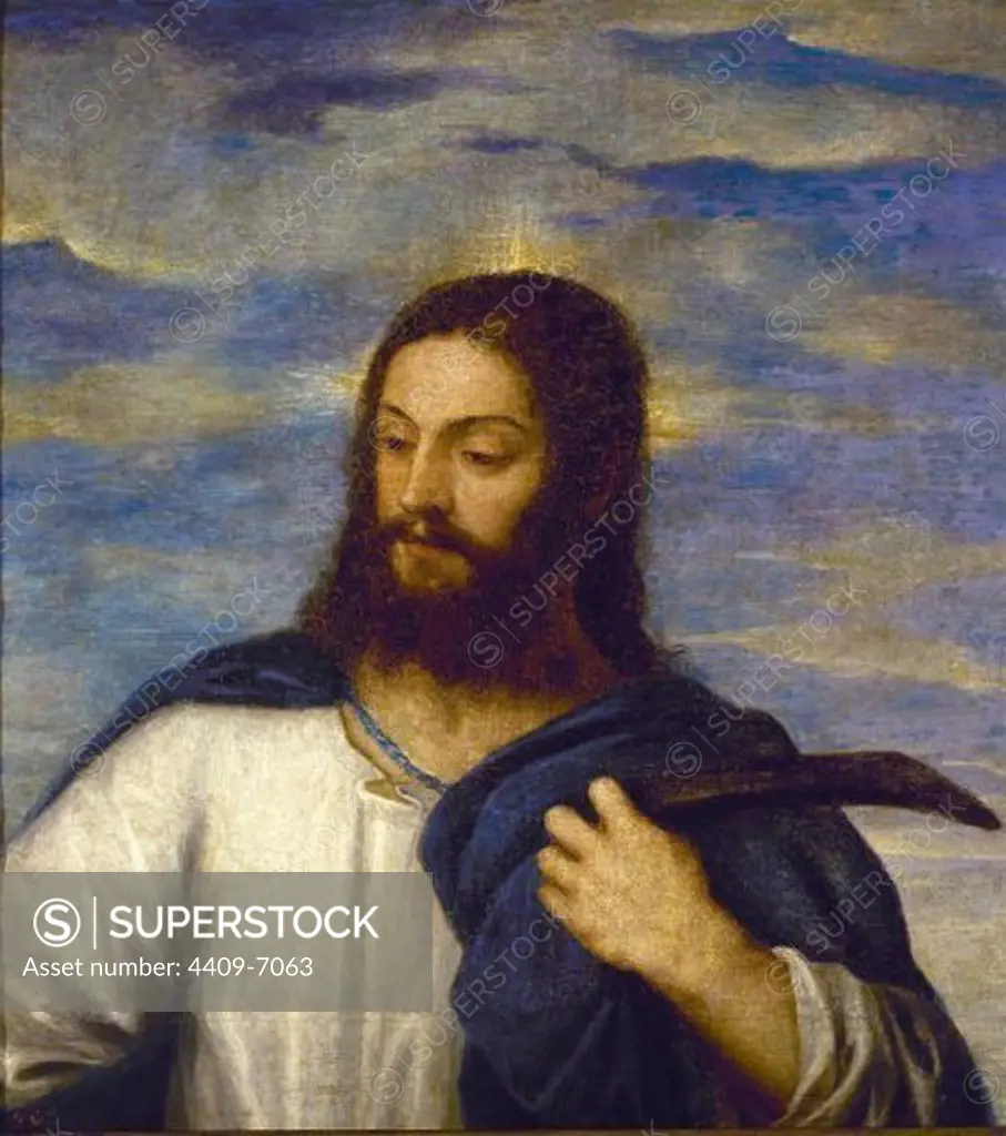 1485-1576. The Saviour. Copied by Sanchez Coello. Madrid, Prado museum. Author: TITIAN. Location: MUSEO DEL PRADO-PINTURA, MADRID, SPAIN.