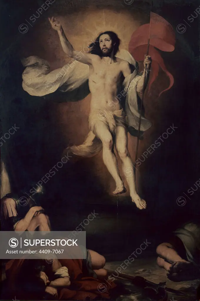 LA RESURRECCION DEL SEÑOR, 1650/1660, O/L 243x164, Nº INV 641, BARROCO ESPAÑOL. Author: BARTOLOME ESTEBAN MURILLO. Location: ACADEMIA DE SAN FERNANDO-PINTURA. MADRID. SPAIN. JESUS. CRISTO RESUCITADO.