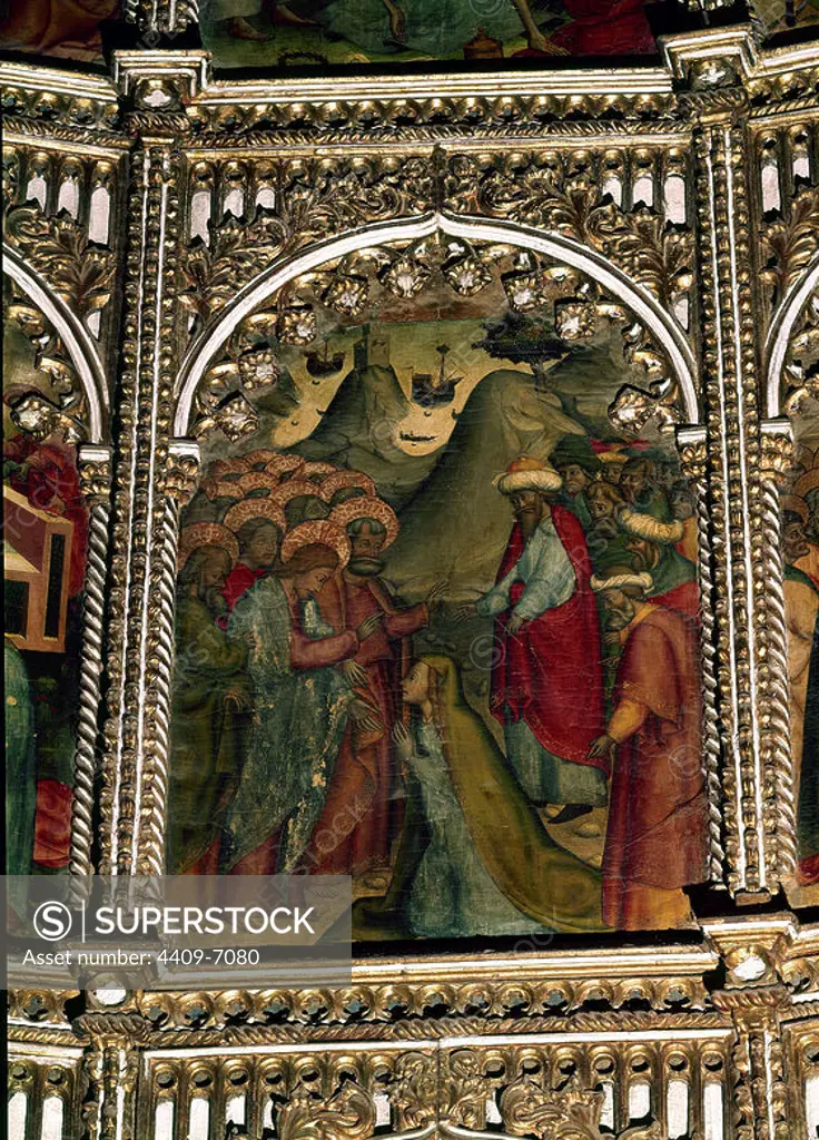 Jesus and the Adulteress. (Jesús y la mujer adultera). Salamanca, Old Cathedral. Author: FLORENTINO NICOLAS O DELLI NICOLO. Location: CATEDRAL VIEJA. SALAMANCA. SPAIN. JESUS. MARY MAGDALENE.