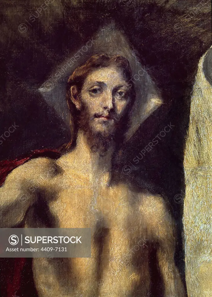 'The Resurrection' (detail), 1597-1600, Oil on canvas, P00825. Author: EL GRECO. Location: MUSEO DEL PRADO-PINTURA. MADRID. SPAIN. JESUS. CRISTO RESUCITADO.