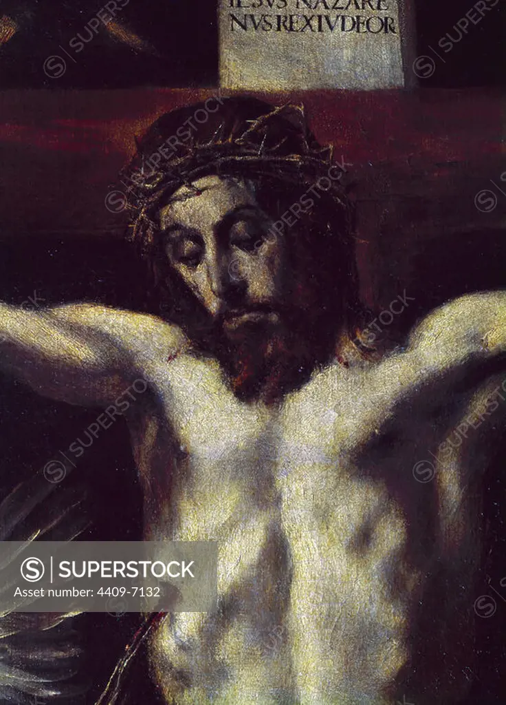 'The Crucifixion' (detail), 1597-1600, Oil on canvas, P00823. Author: EL GRECO. Location: MUSEO DEL PRADO-PINTURA. MADRID. SPAIN. JESUS. CRISTO CRUCIFICADO. Crucificado.