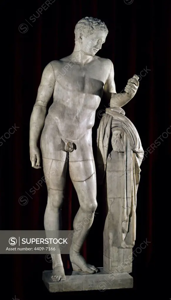 Hermes, Olympian god of boundaries in th eGreek mythology. Madrid, Prado museum. Location: MUSEO DEL PRADO-ESCULTURA. MADRID. SPAIN.