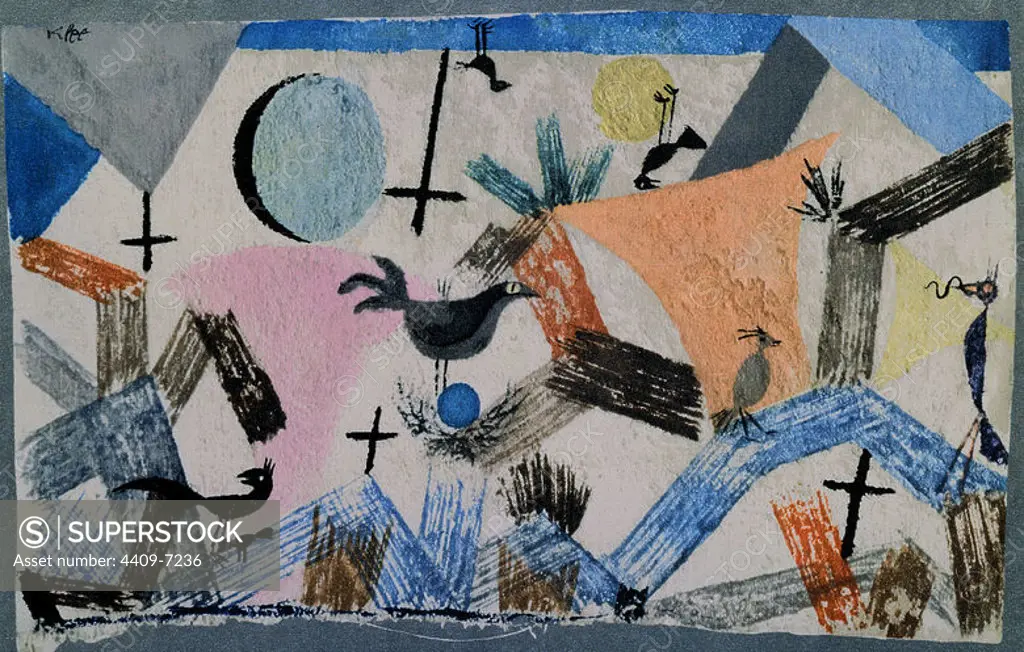 PINTURA-ABSTRACTO-PAJAROS. Author: PAUL KLEE. Location: PRIVATE COLLECTION. MADRID. SPAIN.
