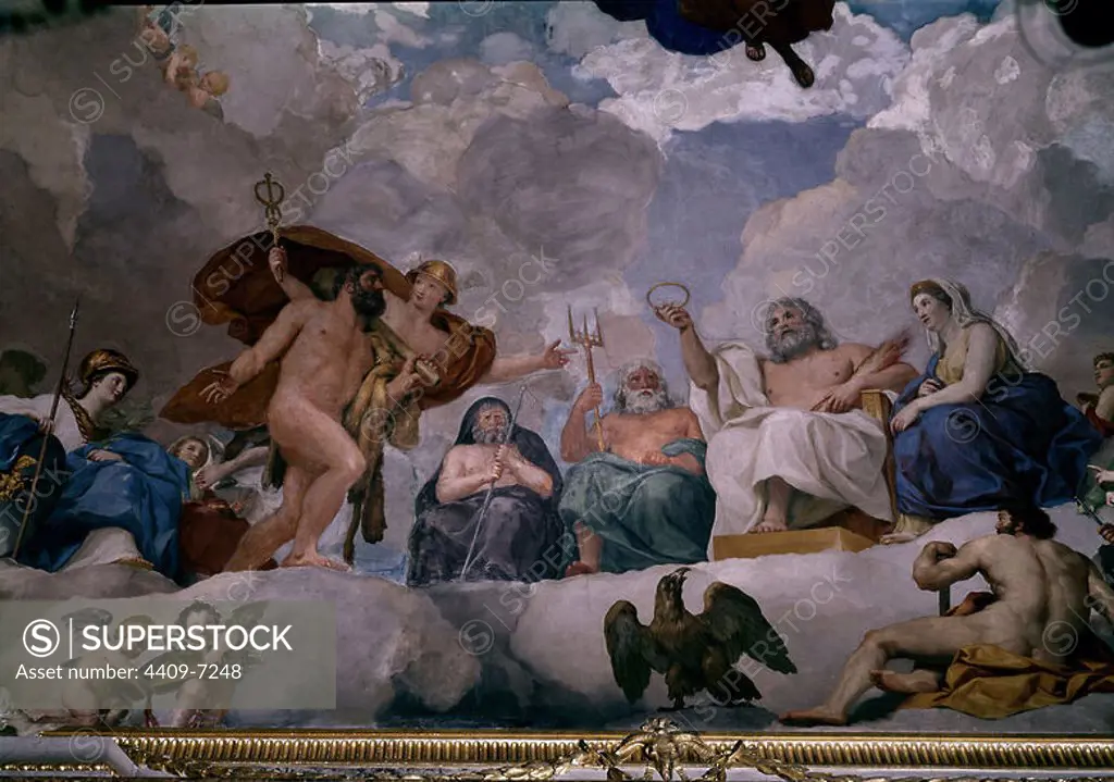 SALA GASPARINI-HERCULES CONDUCIDO ANTE JUPITER DT. Author: ANTON RAPHAEL MENGS. Location: PALACIO REAL-PINTURA. MADRID. SPAIN.