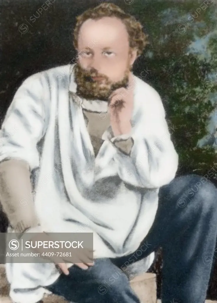 Pierre-Joseph Proudhon (1809-1865). French politician, mutualist philosopher and socialist. Photography. Colored.