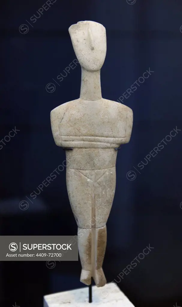 Cycladic civilization. Early Bronze Age. 3300-2000 BC. Idol. Cycladic island of Amorgos, 2700-2300 BC. National Museum of Denmark.
