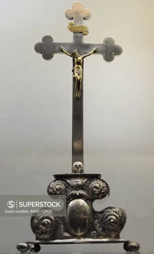 Silver crucifix. Baroque. 1668. Museum of History and Navigation. Riga. Latvia.
