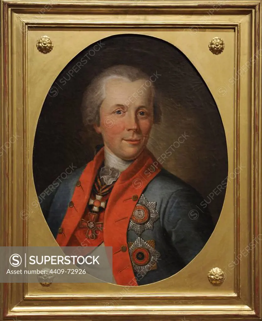 Count Peter Alekseyevich Pahlen (1745 Ð 1826) Russian courtier who played a pivotal role in the assassination of Emperor Paul. Portrait by barroque painter Friedrich Hartmanis Barizjens (1724 - 1796). Museum of History and Navigation. Riga. Latvia.
