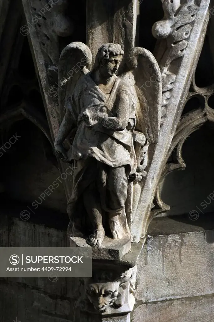 Italy. Milan. Cathedral. Gothic. 14th century. Exterior. Detail. Angel.