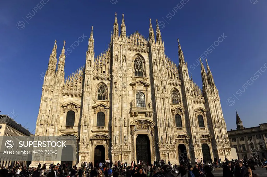 Italy. Milan. Cathedral. Gothic. 14th century. Exterior. Facade.